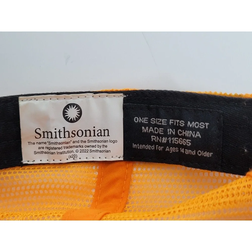 Save The Bees Adjustable Strap Trucker Mesh Cap Hat Smithsonian Orange Logo